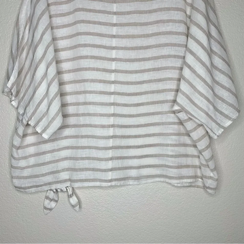 Beachlunchlounge Linen Cotton Blend Women’s Size XL Lucy Striped Top